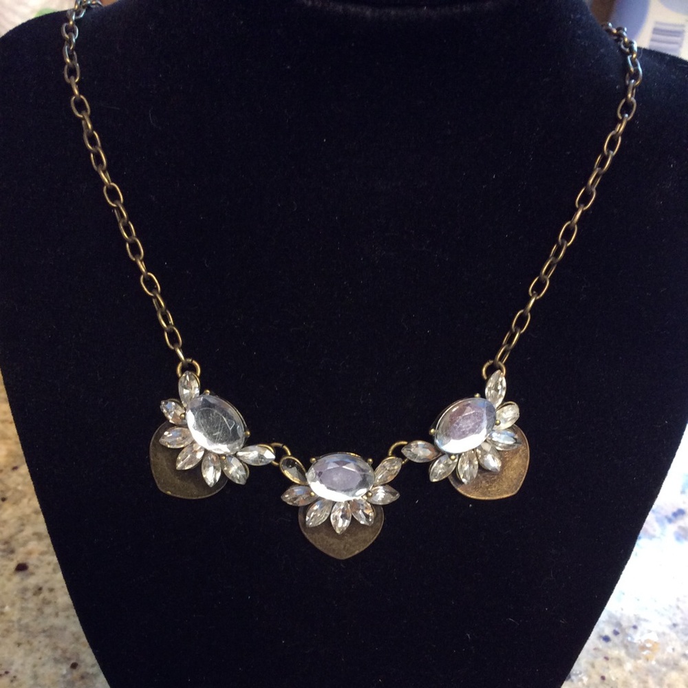 🌹Bronze tone rhinestone statement necklace